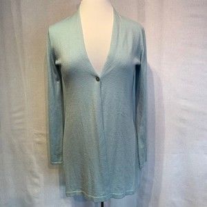 J. Jill Wool blend Light blue single button closure long line cardigan XSMALL
